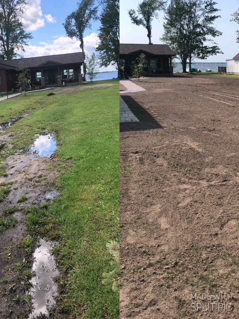 Finished walkway and graded yard after lakefront septic install
